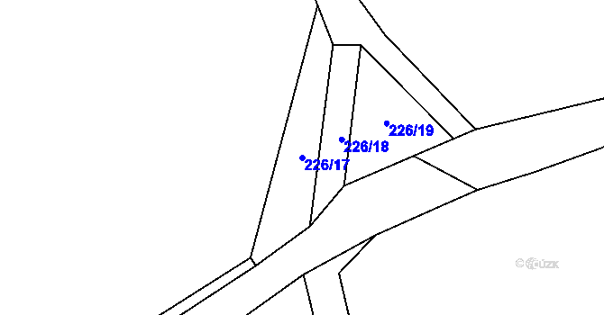 Parcela st. 226/17 v KÚ Lhota u Pecky, Katastrální mapa