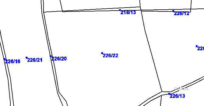Parcela st. 226/22 v KÚ Lhota u Pecky, Katastrální mapa