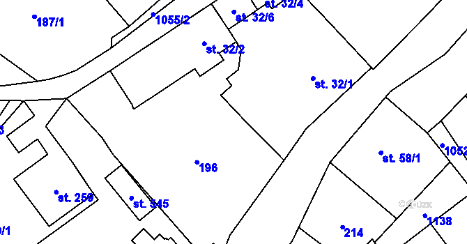 Parcela st. 32/5 v KÚ Pecka, Katastrální mapa