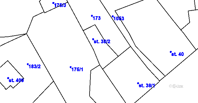 Parcela st. 38/2 v KÚ Pecka, Katastrální mapa