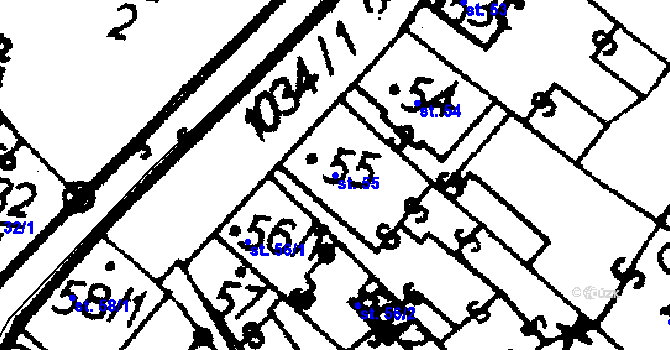 Parcela st. 55 v KÚ Pecka, Katastrální mapa