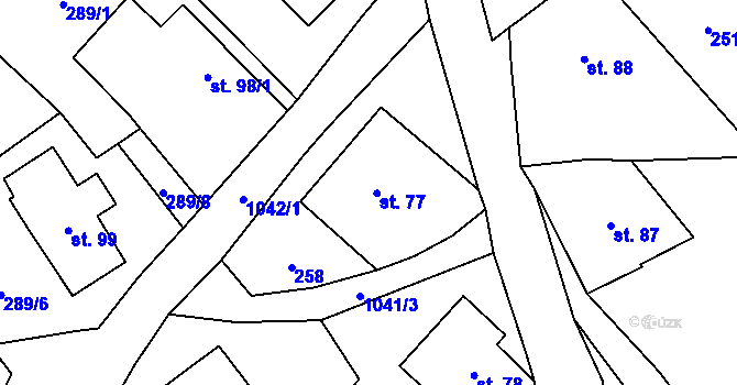 Parcela st. 77 v KÚ Pecka, Katastrální mapa