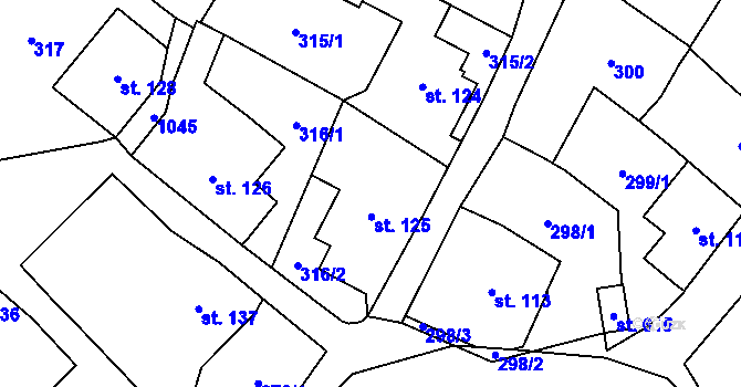 Parcela st. 125 v KÚ Pecka, Katastrální mapa