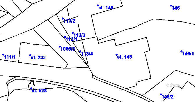 Parcela st. 148 v KÚ Pecka, Katastrální mapa