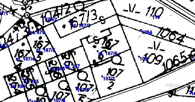 Parcela st. 167/6 v KÚ Pecka, Katastrální mapa