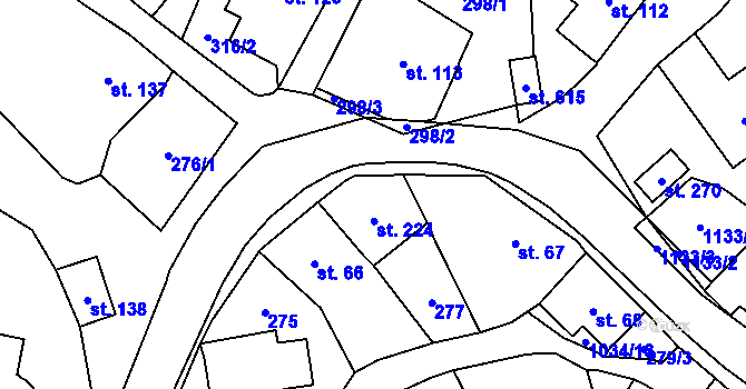 Parcela st. 224 v KÚ Pecka, Katastrální mapa