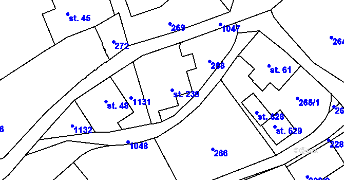 Parcela st. 239 v KÚ Pecka, Katastrální mapa