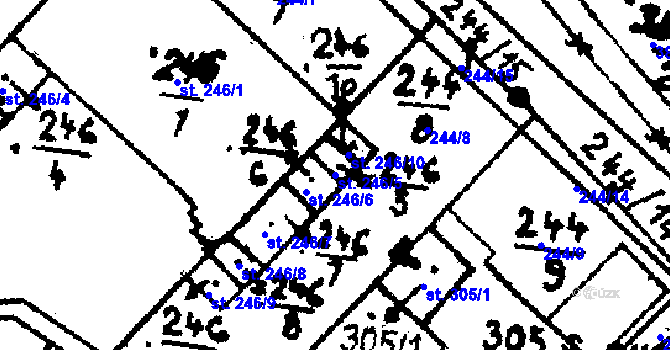 Parcela st. 246/5 v KÚ Pecka, Katastrální mapa