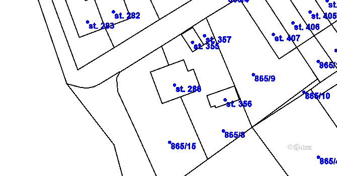 Parcela st. 286 v KÚ Pecka, Katastrální mapa