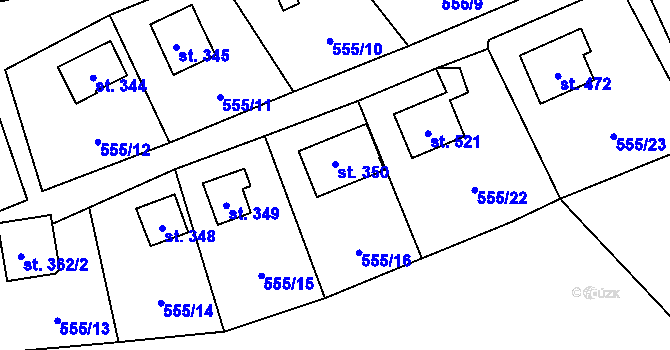 Parcela st. 350 v KÚ Pecka, Katastrální mapa