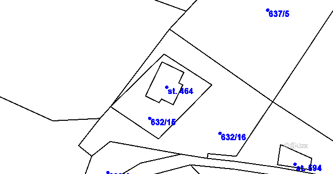Parcela st. 464 v KÚ Pecka, Katastrální mapa