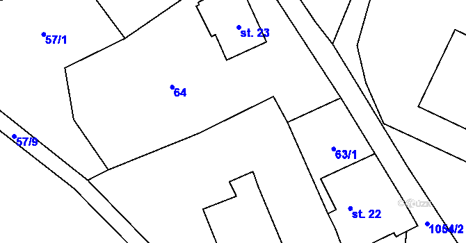 Parcela st. 61/2 v KÚ Pecka, Katastrální mapa