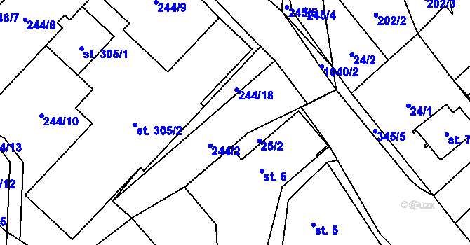 Parcela st. 244/2 v KÚ Pecka, Katastrální mapa