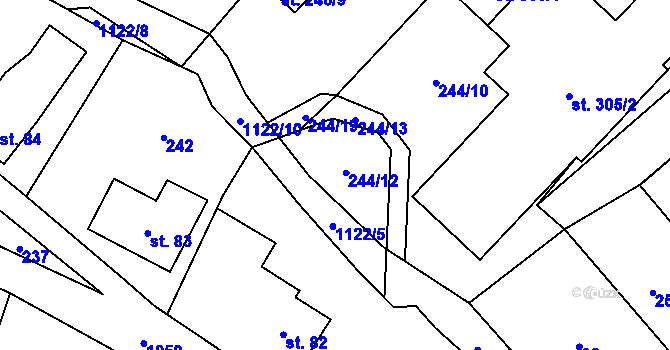 Parcela st. 244/12 v KÚ Pecka, Katastrální mapa
