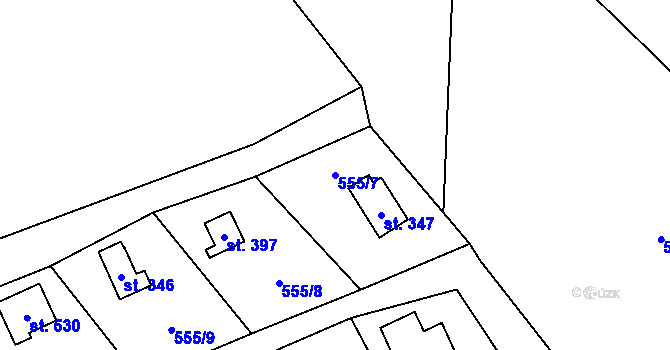 Parcela st. 555/7 v KÚ Pecka, Katastrální mapa