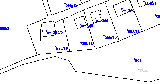 Parcela st. 555/14 v KÚ Pecka, Katastrální mapa