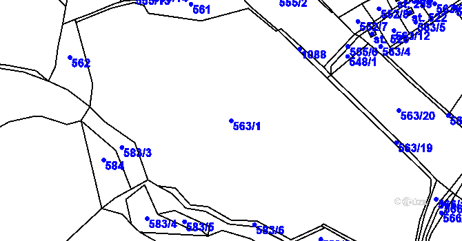Parcela st. 563/1 v KÚ Pecka, Katastrální mapa