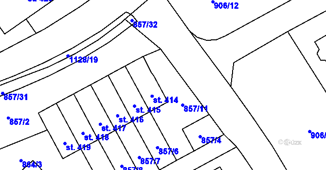 Parcela st. 857/11 v KÚ Pecka, Katastrální mapa