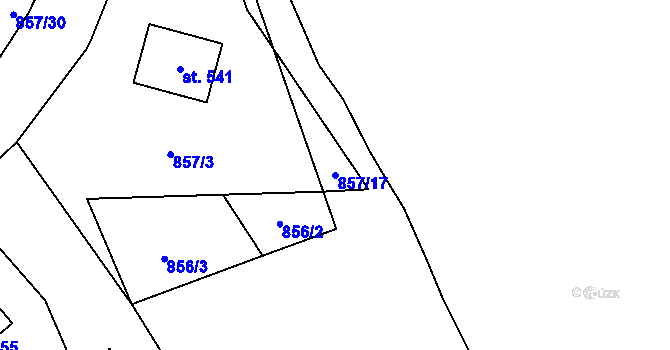 Parcela st. 857/17 v KÚ Pecka, Katastrální mapa