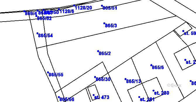 Parcela st. 865/2 v KÚ Pecka, Katastrální mapa