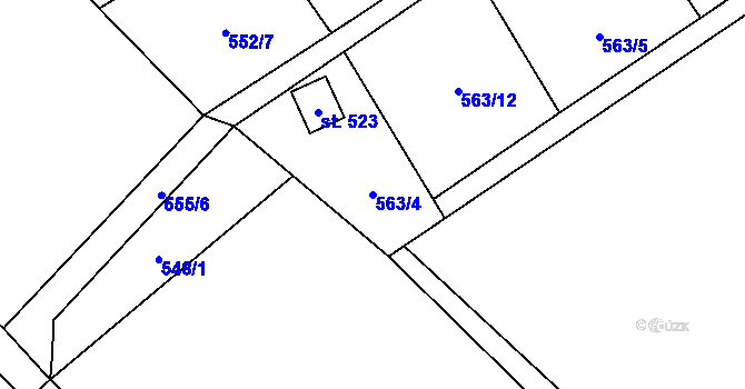 Parcela st. 563/4 v KÚ Pecka, Katastrální mapa