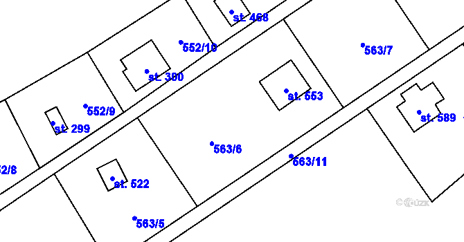 Parcela st. 563/6 v KÚ Pecka, Katastrální mapa