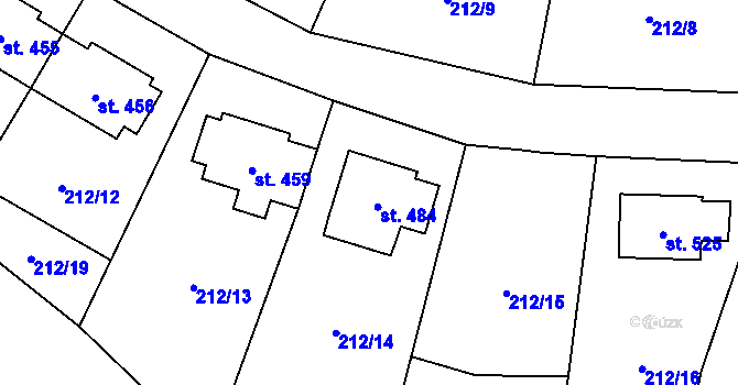 Parcela st. 484 v KÚ Pecka, Katastrální mapa
