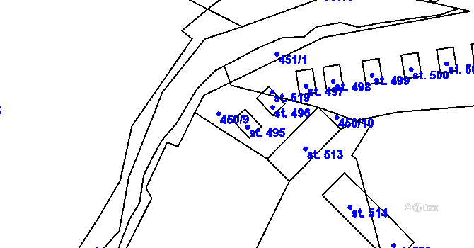Parcela st. 495 v KÚ Pecka, Katastrální mapa
