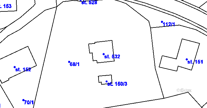 Parcela st. 532 v KÚ Pecka, Katastrální mapa