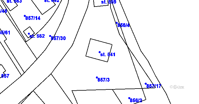 Parcela st. 541 v KÚ Pecka, Katastrální mapa