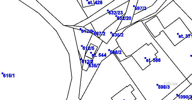 Parcela st. 544 v KÚ Pecka, Katastrální mapa
