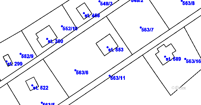 Parcela st. 553 v KÚ Pecka, Katastrální mapa