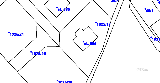 Parcela st. 564 v KÚ Pecka, Katastrální mapa