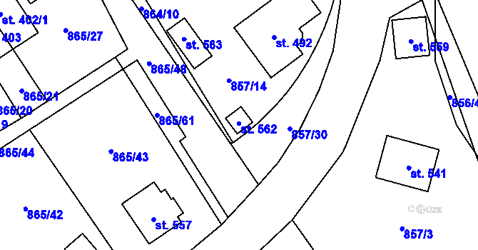 Parcela st. 562 v KÚ Pecka, Katastrální mapa
