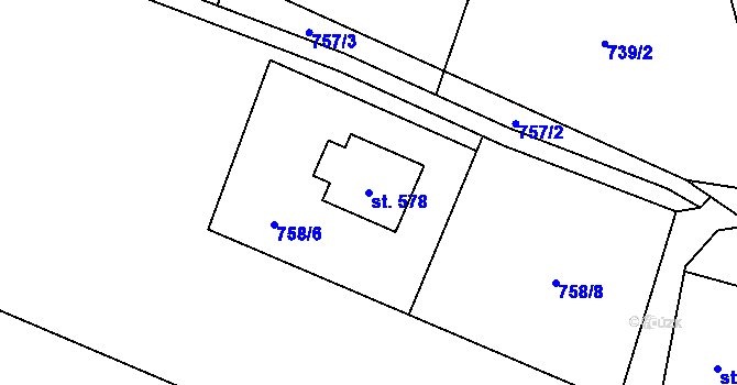 Parcela st. 578 v KÚ Pecka, Katastrální mapa