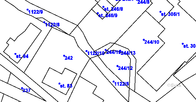 Parcela st. 244/19 v KÚ Pecka, Katastrální mapa