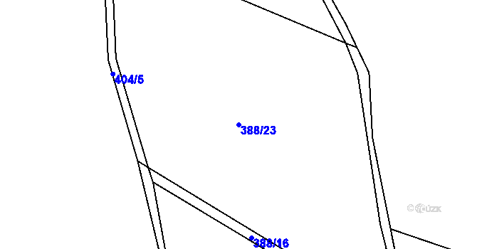 Parcela st. 388/23 v KÚ Pecka, Katastrální mapa