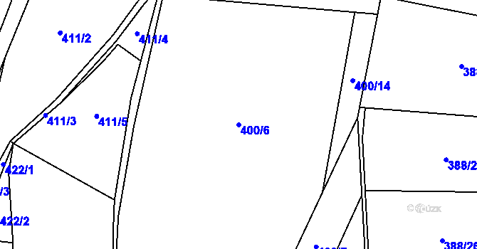 Parcela st. 400/6 v KÚ Pecka, Katastrální mapa