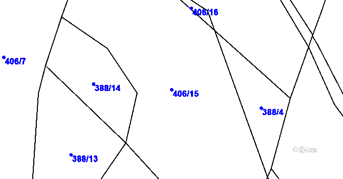 Parcela st. 406/15 v KÚ Pecka, Katastrální mapa