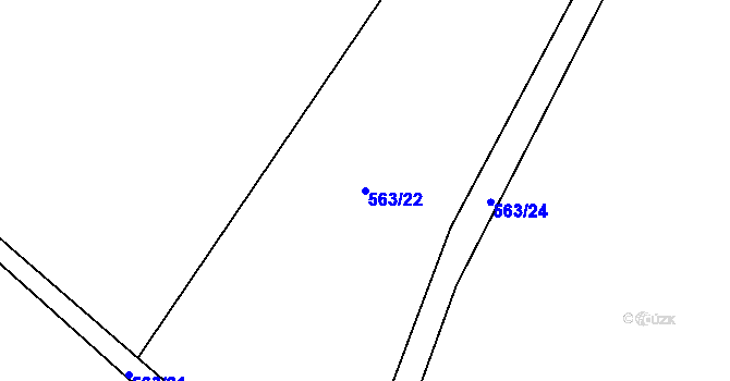 Parcela st. 563/22 v KÚ Pecka, Katastrální mapa