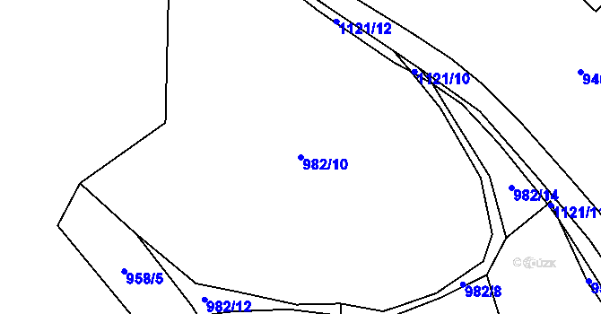 Parcela st. 982/10 v KÚ Pecka, Katastrální mapa