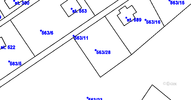 Parcela st. 563/28 v KÚ Pecka, Katastrální mapa