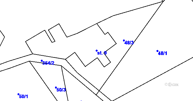 Parcela st. 9 v KÚ Staňkov u Pecky, Katastrální mapa
