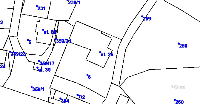 Parcela st. 26 v KÚ Staňkov u Pecky, Katastrální mapa