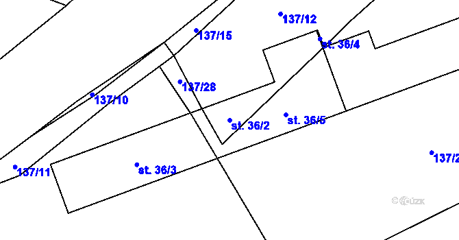 Parcela st. 36/2 v KÚ Staňkov u Pecky, Katastrální mapa