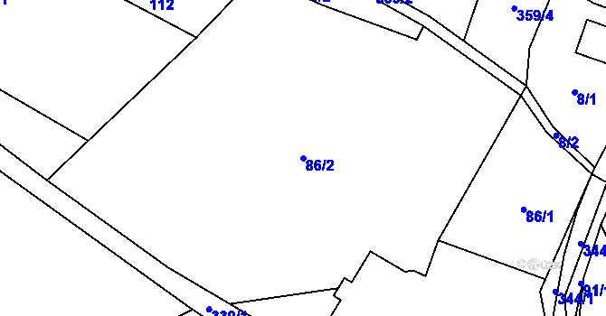 Parcela st. 86/2 v KÚ Staňkov u Pecky, Katastrální mapa