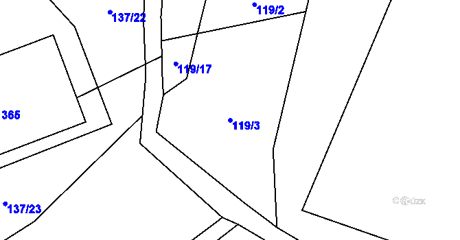 Parcela st. 119/3 v KÚ Staňkov u Pecky, Katastrální mapa