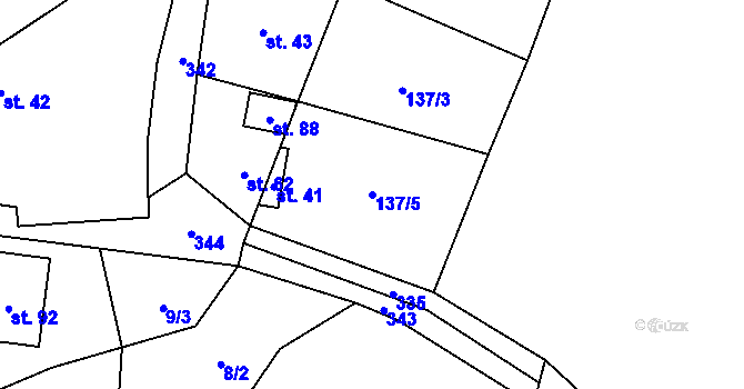 Parcela st. 137/5 v KÚ Staňkov u Pecky, Katastrální mapa