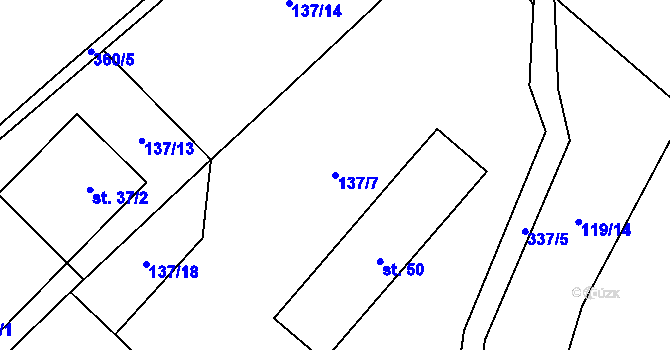 Parcela st. 137/7 v KÚ Staňkov u Pecky, Katastrální mapa