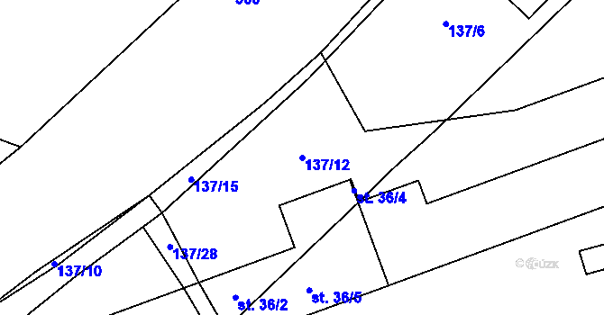 Parcela st. 137/12 v KÚ Staňkov u Pecky, Katastrální mapa